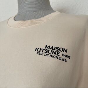 Maison Kitsune Beige Cotton Sweatshirt Womens M Crewneck Pullover Cozy Casual